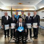 O Grão-Mestre e o Venerável com os Fundadores da Loja Orvalho de Hermon